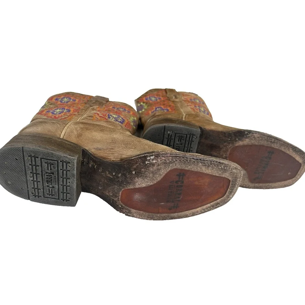 Coral Boot Colorful Aztec Embroidered Cowgirl‎ Western Core Size 8 1/2